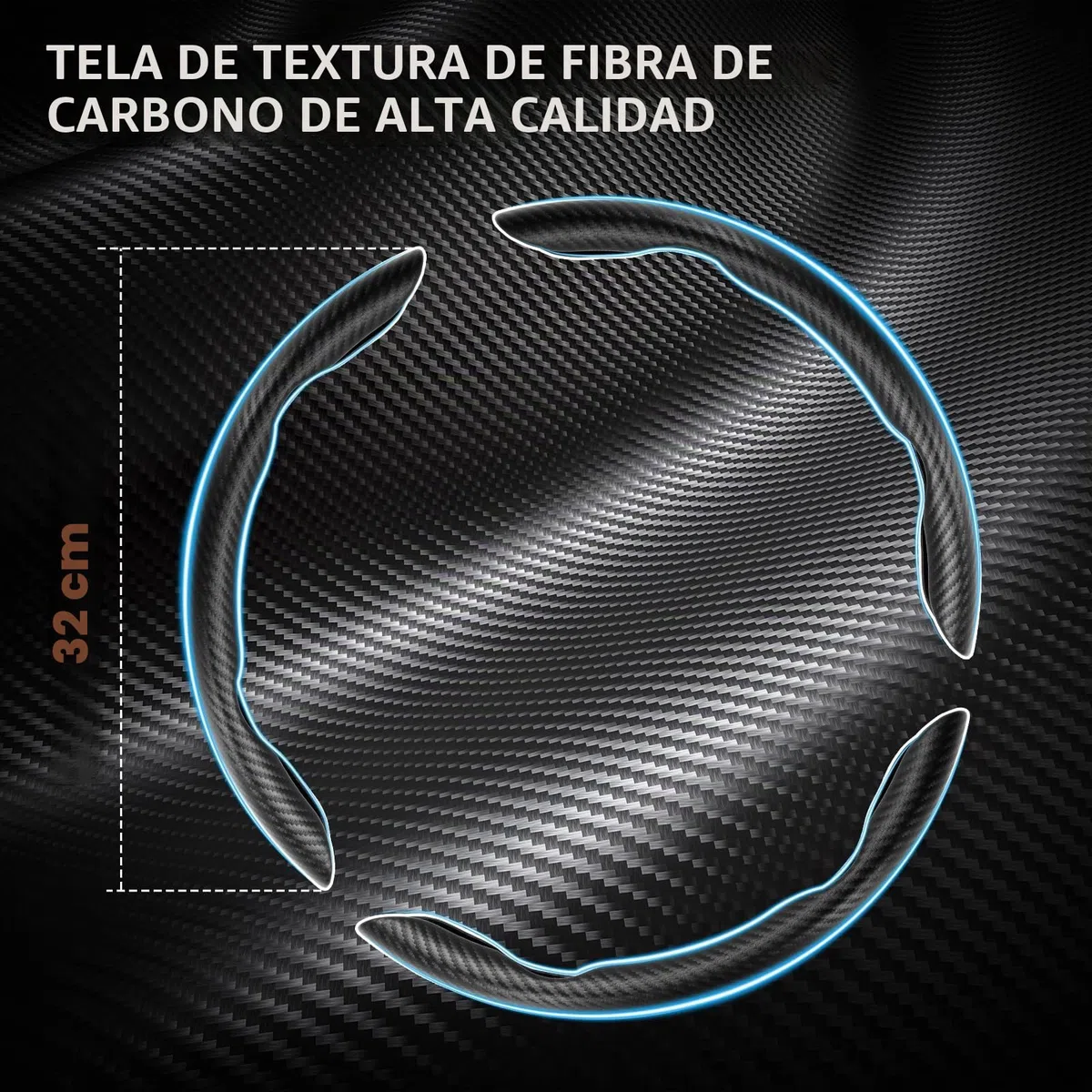 EINESIN Funda Volante Fibra Carbono 3 Unidades - Antideslizante, Diseño Mariposa Segmentado - Universal Protector Volante para 99% Coches