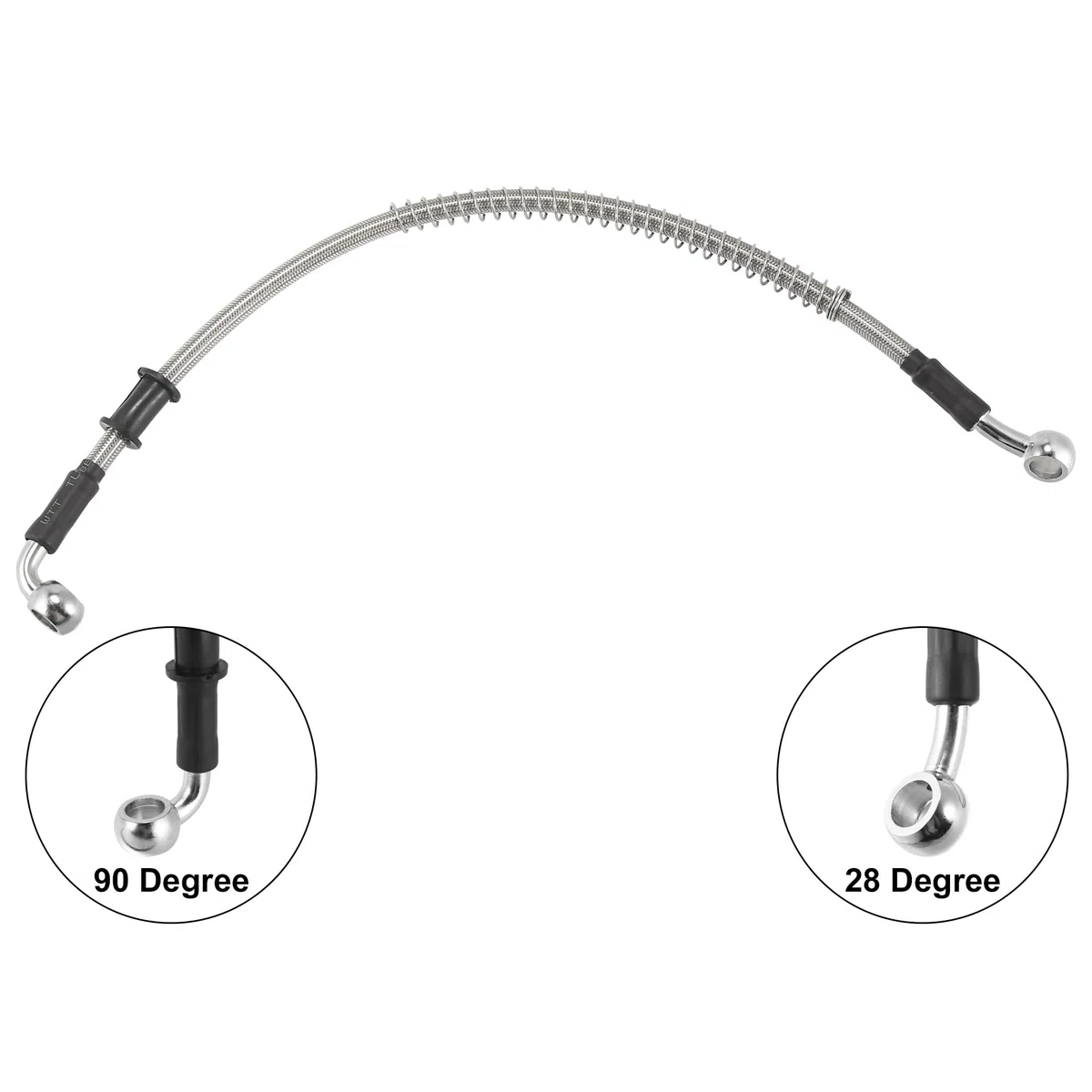 Motoforti Universal 40 cm 15.75" Manguera de Aceite para Freno y Embrague de Motocicleta, Tubo de Línea Hidráulica Reforzada, Acero Inoxidable Trenzado, Tono Plateado