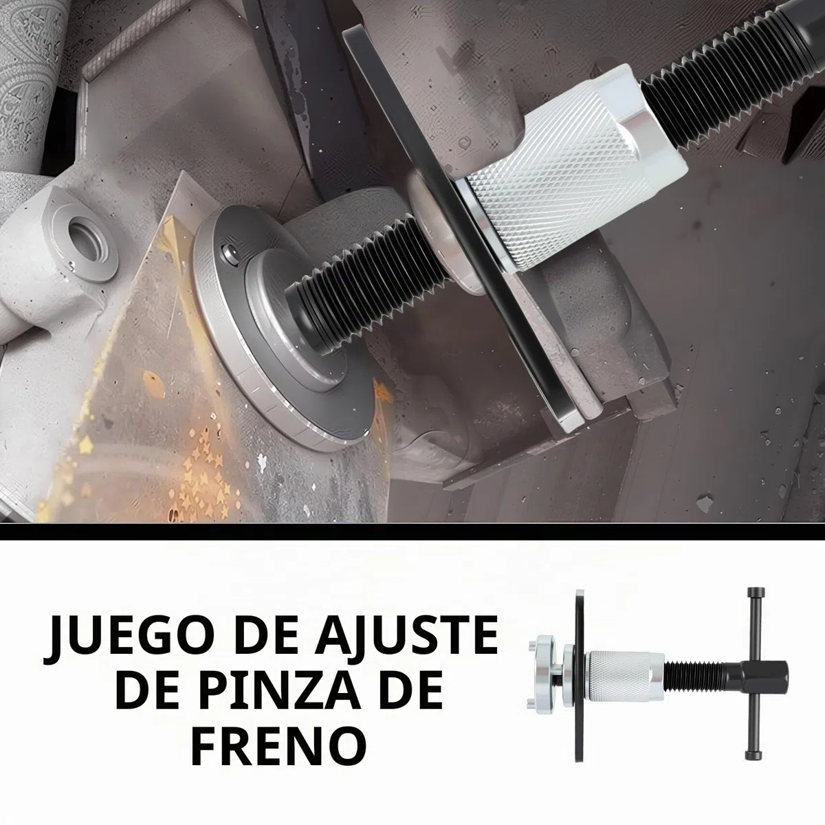 3 Piezas, Juego de Herramientas Reposicionador de Pistones de Freno, Reposicionador de Pistones de Freno, Separador de Pastillas de Freno, Kit de Compresión para Calipers de Freno en Acero de Vanadio