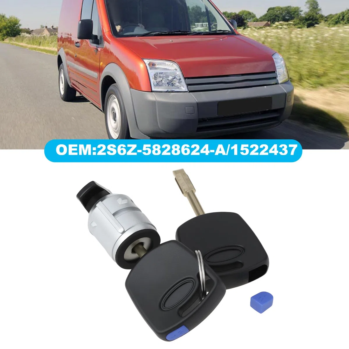 Cerradura de solapa de combustible con llave 2S6Z-5828624-A 1522437 compatible con Ford Transit Connect 2002-2013