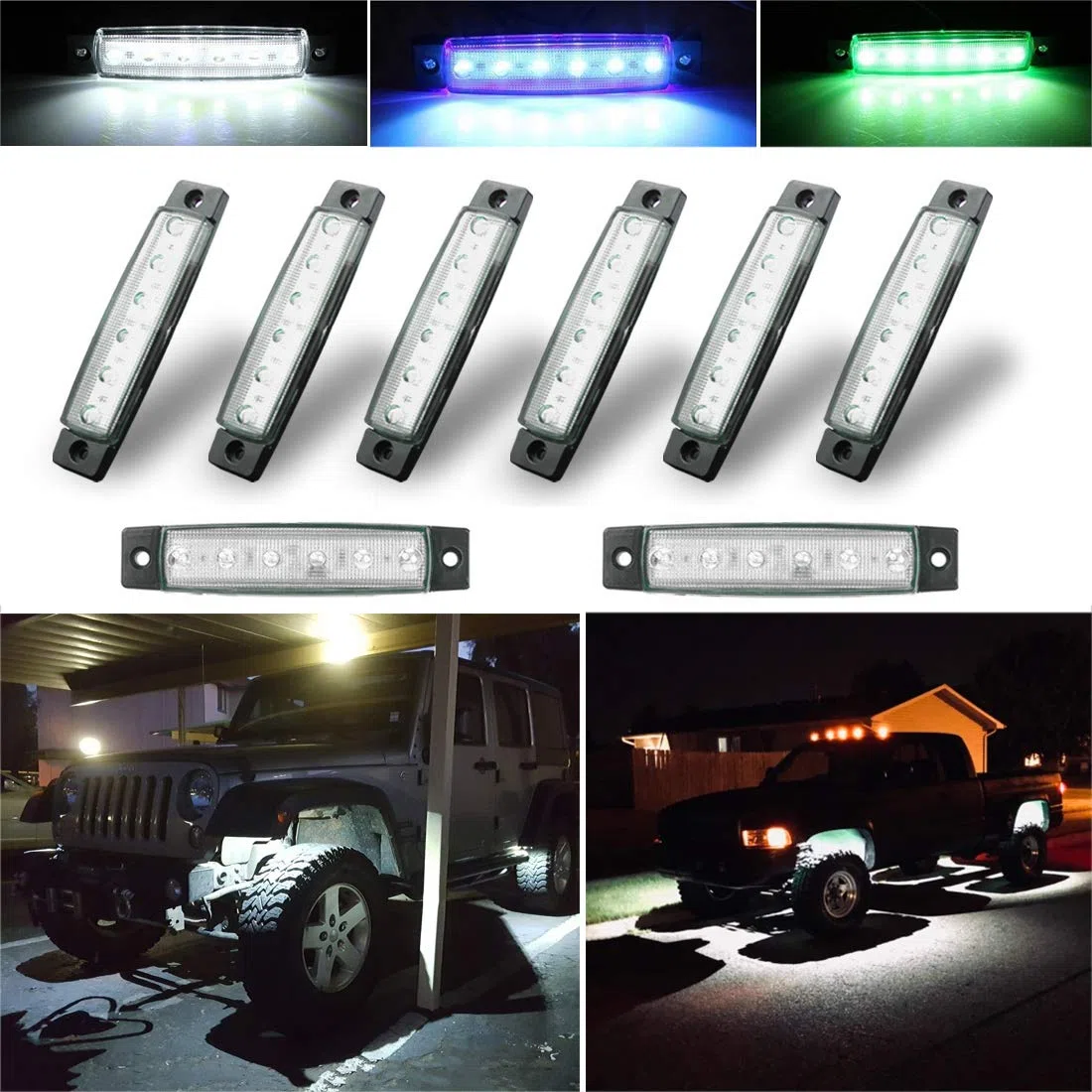 luces LED de roca, tira de luces, luz de pozo de rueda, luz de neón, iluminación para coche, carrito de golf, todoterreno, motos de nieve, SUV, ATV, gatear, barco, color blanco, 8 unidades
