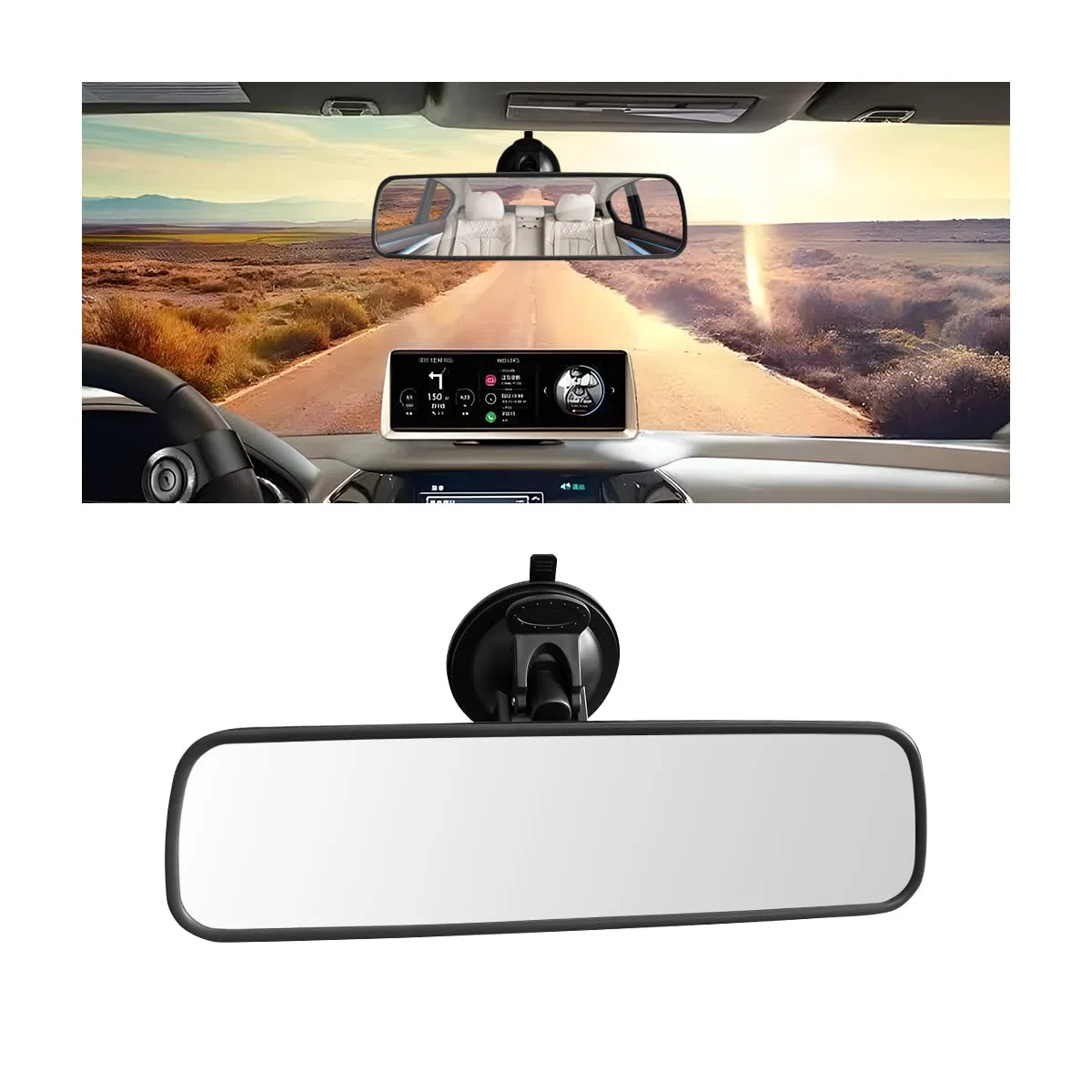 CGEAMDY Espejo Retrovisor Interior Universal con Ventosa para Coche, Plano Gran Angular, Antideslumbrante, 360 Grados de Observación para Bebés