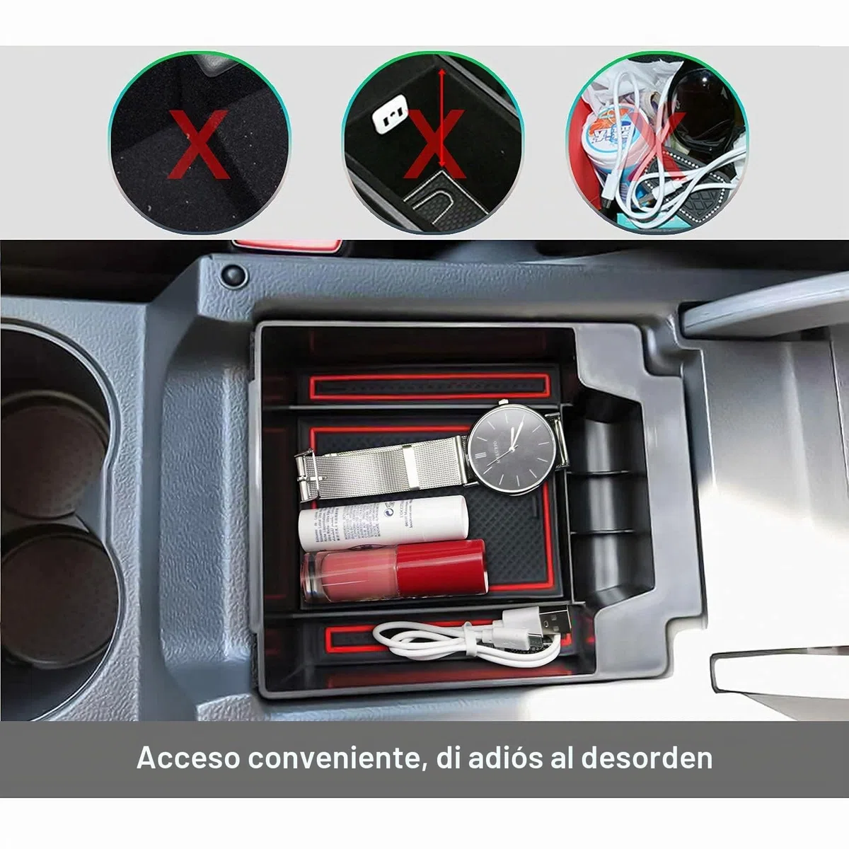 GAFAT Seat Ateca FR Facelift/Cuprα Ateca 2017-2025 2026 Caja de Almacenamiento para Consola Central, Reposabrazos Organizador para la Guantera, Seat Ateca Accesorios (Rojo)