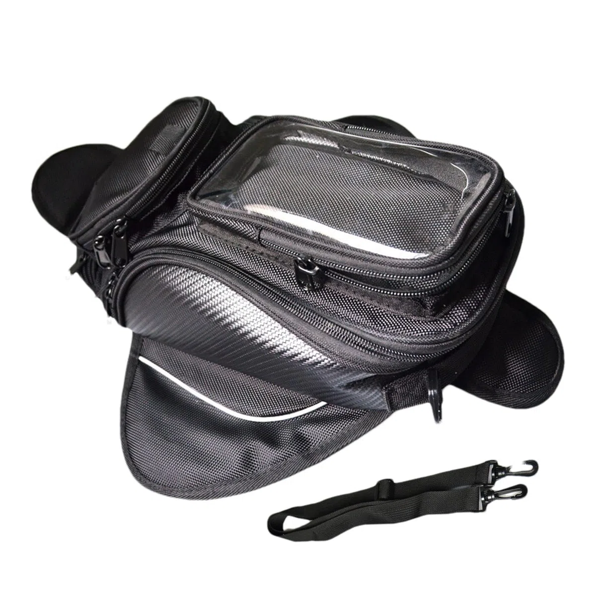 Mochila para depósito de moto – Bolsa magnética para depósito de combustible con pantalla táctil, bolsa para teléfono móvil, impermeable con imán superfuerte para motocross