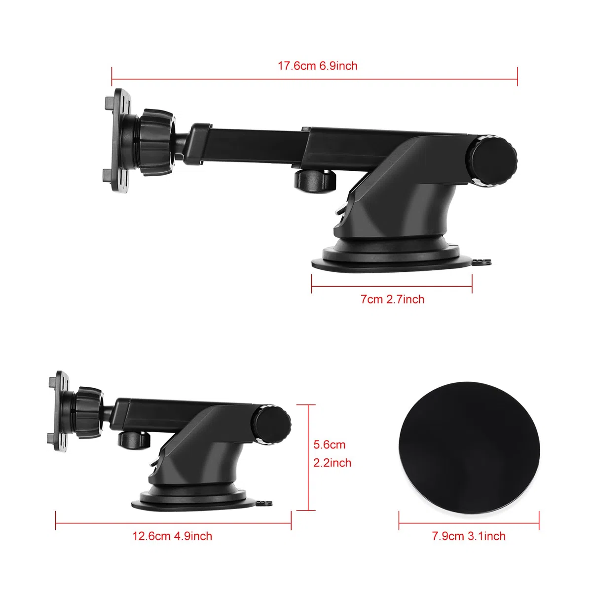 Hodozzy Soporte de Ventosa Flexible para Parabrisas y Salpicadero para Autorradios Portátiles de 6,8/7/9/9,3/10,26 Pulgadas, para Pantalla Carplay portátil Android Auto para Coche