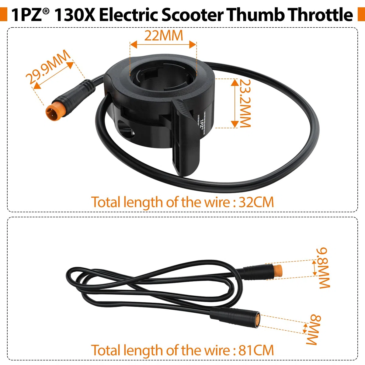 1PZ ES6-FG6 Acelerador de Dedo Bicicleta eléctrica con Conector impermeable Reemplazo para Bicicleta eléctrica Patinete Acelerador de mano derecha e izquierda
