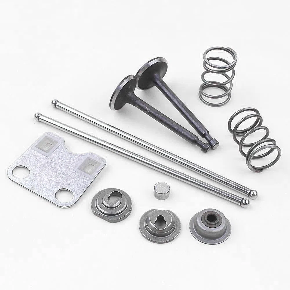 Placa guía de varilla de empuje de válvula para motor de motosierra Honda GX200 de 5.5 HP y 6.5 HP, kit de válvula de admisión/escape con retenedores, resortes, sellos y tapa de protección