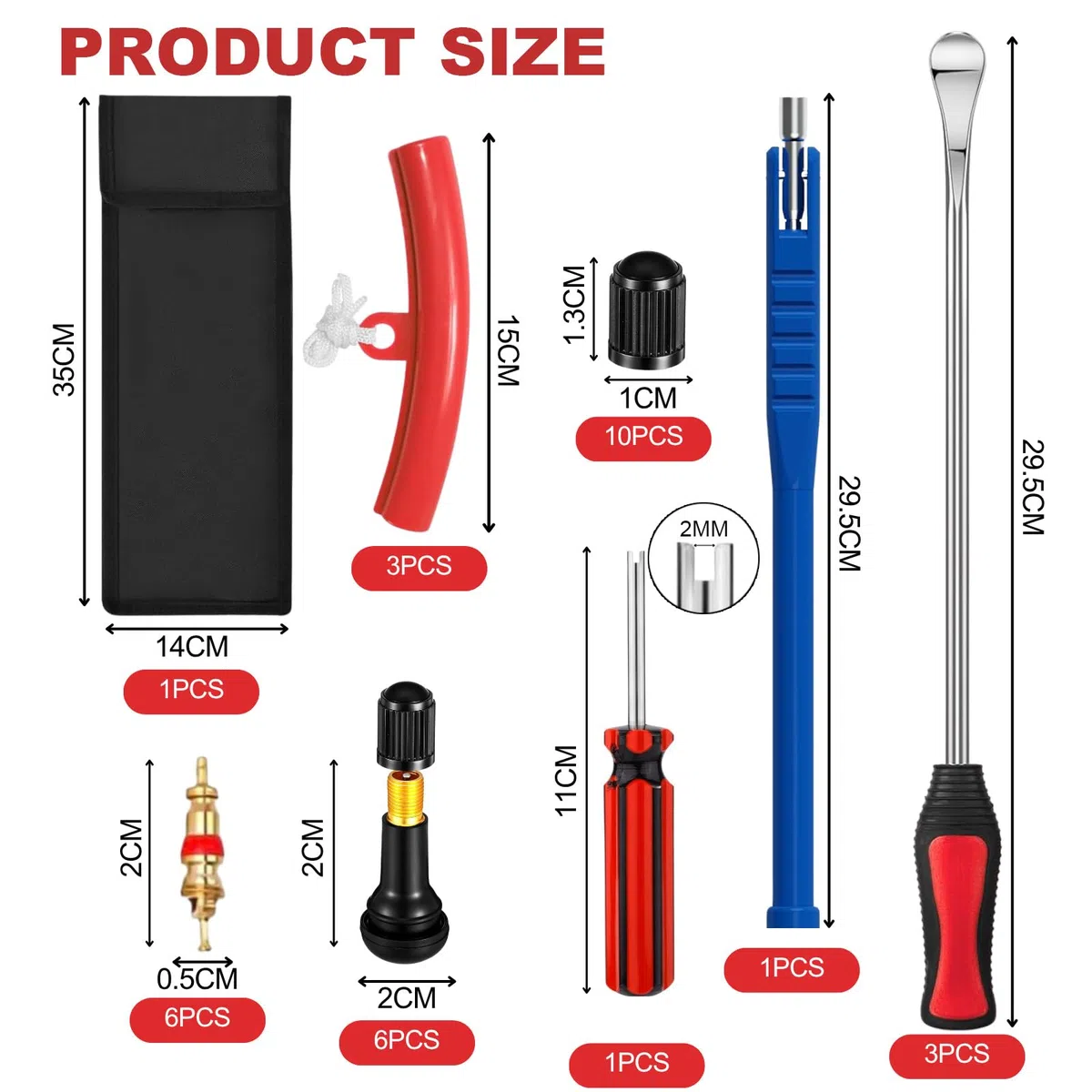 31 Piezas Desmontadora Neumáticos, Palanca Cambios Coche, Herramientas Moto, Antipinchazos Coche, Palanca Desmontadora Neumáticos, para Motocicletas, Bicicletas, Coches, Scooters