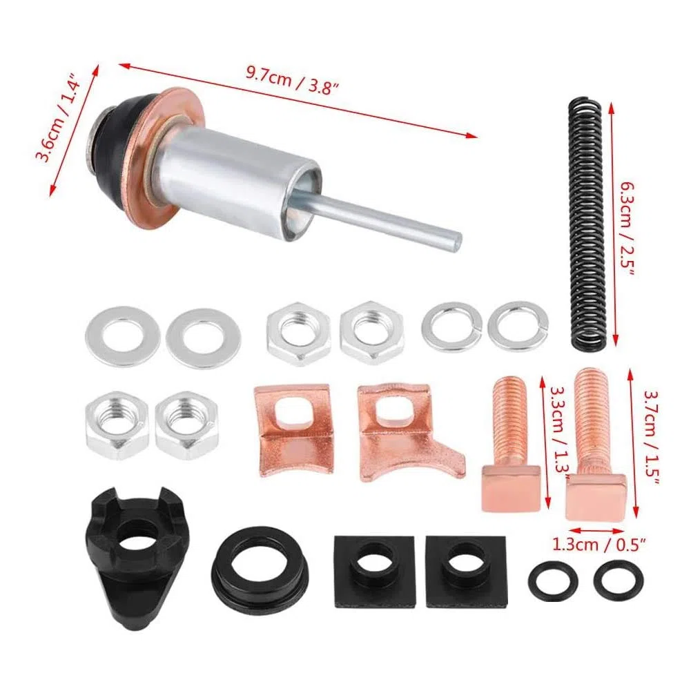 Kit de reparación de motor de arranque, kit de reparación de solenoide de motor de arranque para Discovery Defender TD5 2.5 Diesel con pernos de contacto, tuercas de tamaño completo, juntas tóricas, a