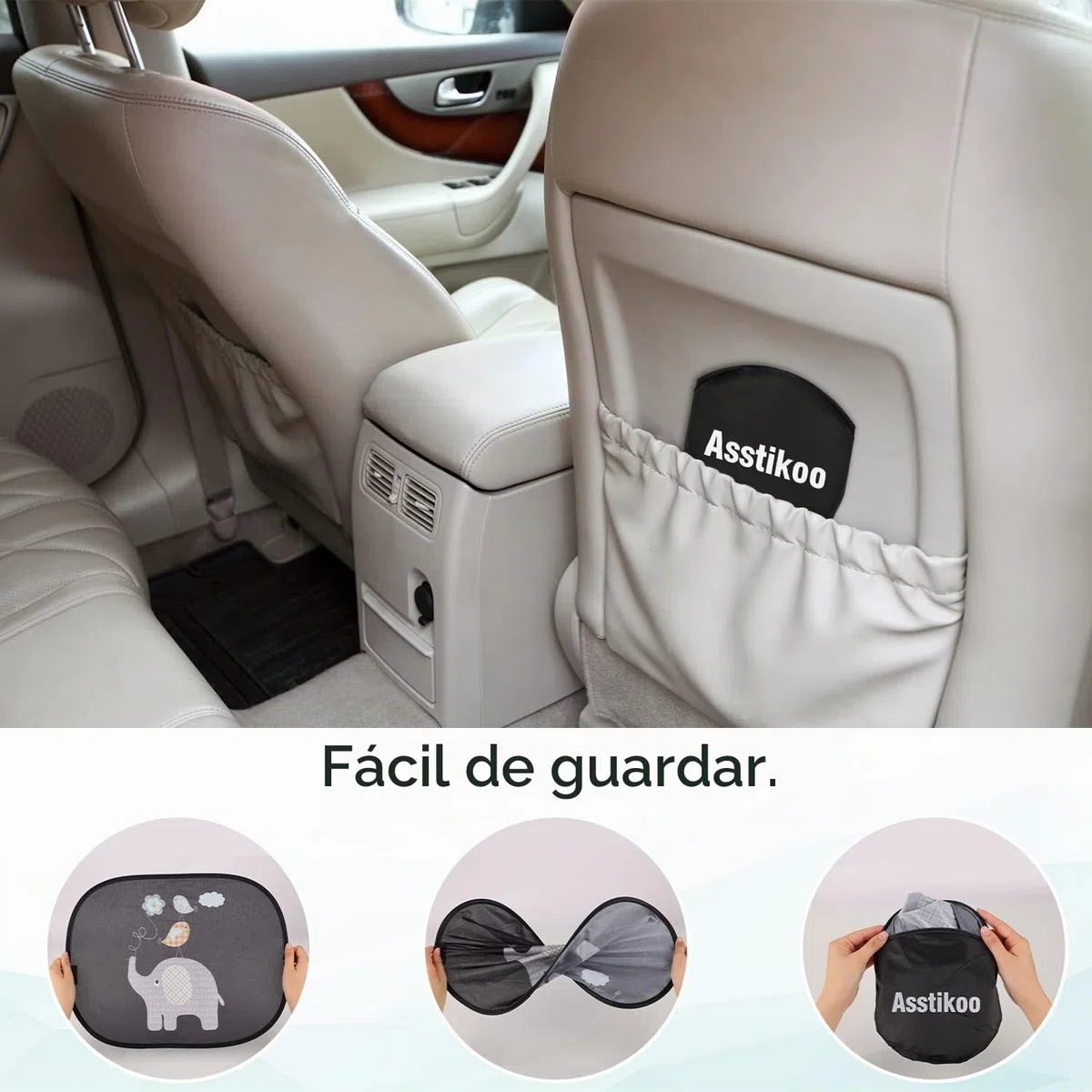 Protección solar para coche con protección UV, protección solar para ventana de coche, para niños con motivos de animales dulces, 45 x 35,5 cm, juego de 2 unidades