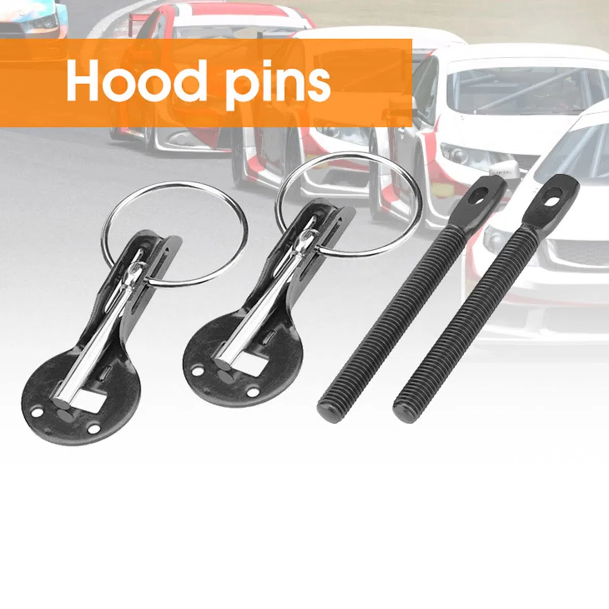 Kit de Cierre de Pasador de Capó, Cierre Capo Muelle Acero Inoxidable Universal Capó Capó Pasadores de Bloqueo de Pestillo Kit para Racing Sport Car (Negro)