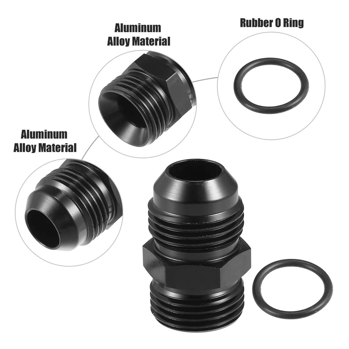 A ABSOPRO AN10 a AN10 Combustible Raíl Adaptador Conector Racor Negro - 4 Uds