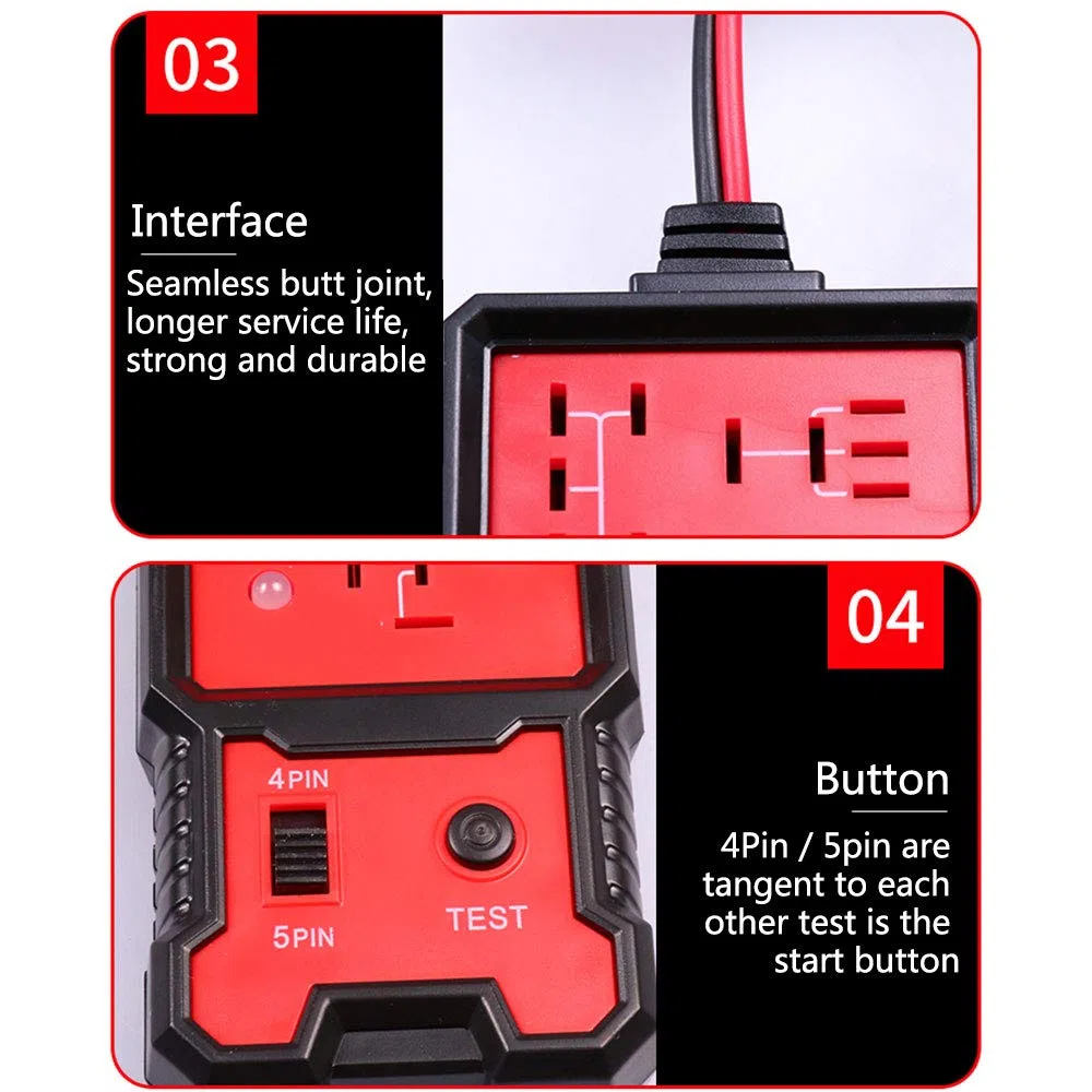 Probador de relé automotriz de 12 V de batería de coche y comprobador de alternador probador con clips de relé electrónico herramienta de diagnóstico