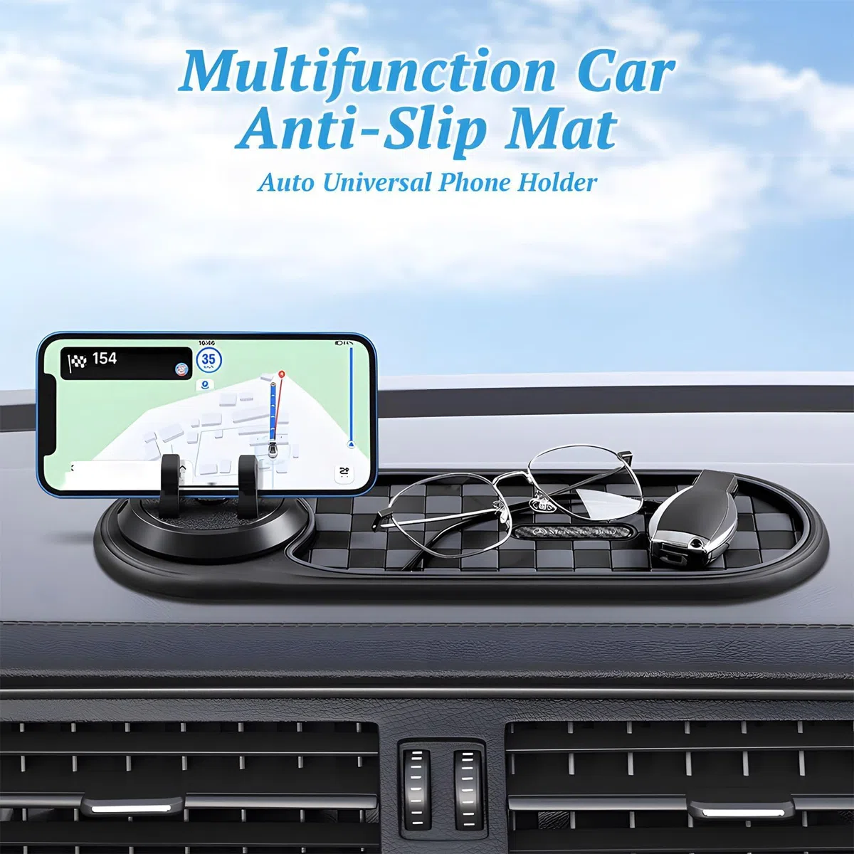 Genérico Multifunction Car Anti-Slip Mat Auto Universal Phone Holder, Rotatable Anti Slip Car Dashboard Pad with Temporary Parking Number, Can Hold Mobile Phones, Keys (B)