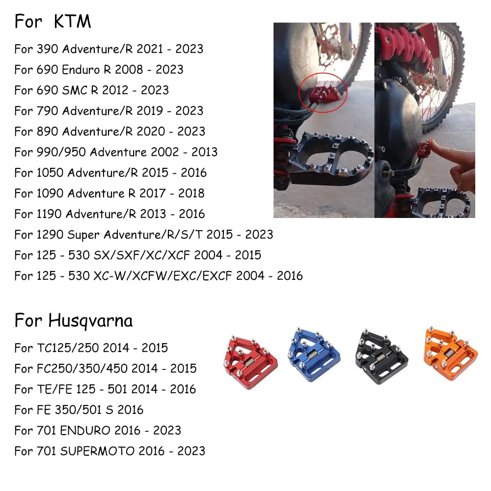 Pedal Pedales de Freno trasero plegable para motocicleta placa punta para 390 690 790 890 990 950 1050 1090 1190 1290 Super Adventure ADV 125-530 SX EXC XC F Husqvarna Sherco Beta GasGas Husaberg