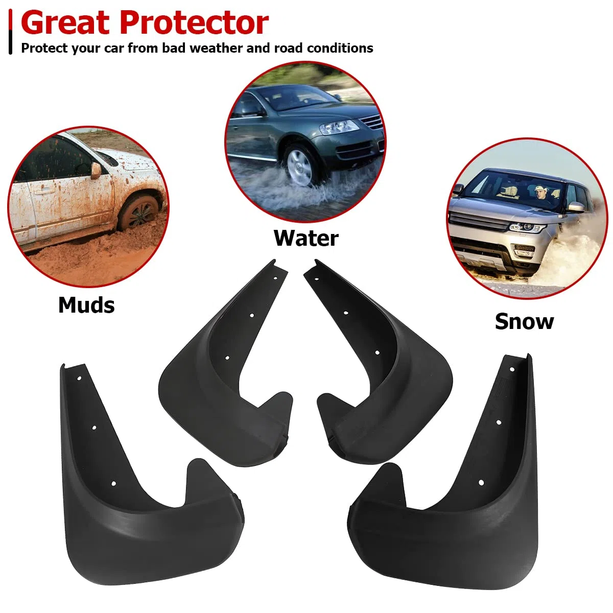 CGEAMDY 4 Piezas Salpicaduras De Vehículos, Faldillas para Coche, Guardabarros De Coche Universales, Guardabarros Delanteros Traseros Carrocería Protector contra Salpicaduras Accesorios para Camiones