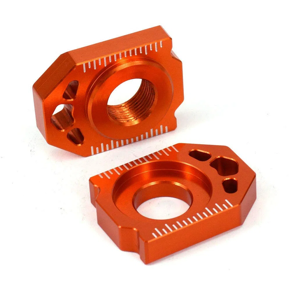 Tensor de cadena de bloque de eje trasero CNC para moto de cross 125-450 SX SXF XC XCF EXF 2013-2024 Dirt Pit Bike naranja