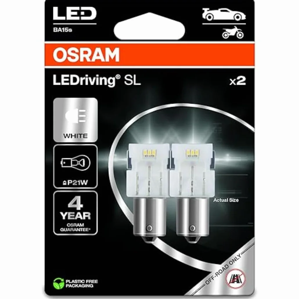 OSRAM LEDriving SL, P21W, Blanco 6000K, Doble Blíster (2 lámparas), LED Retrofit, solo uso todoterreno