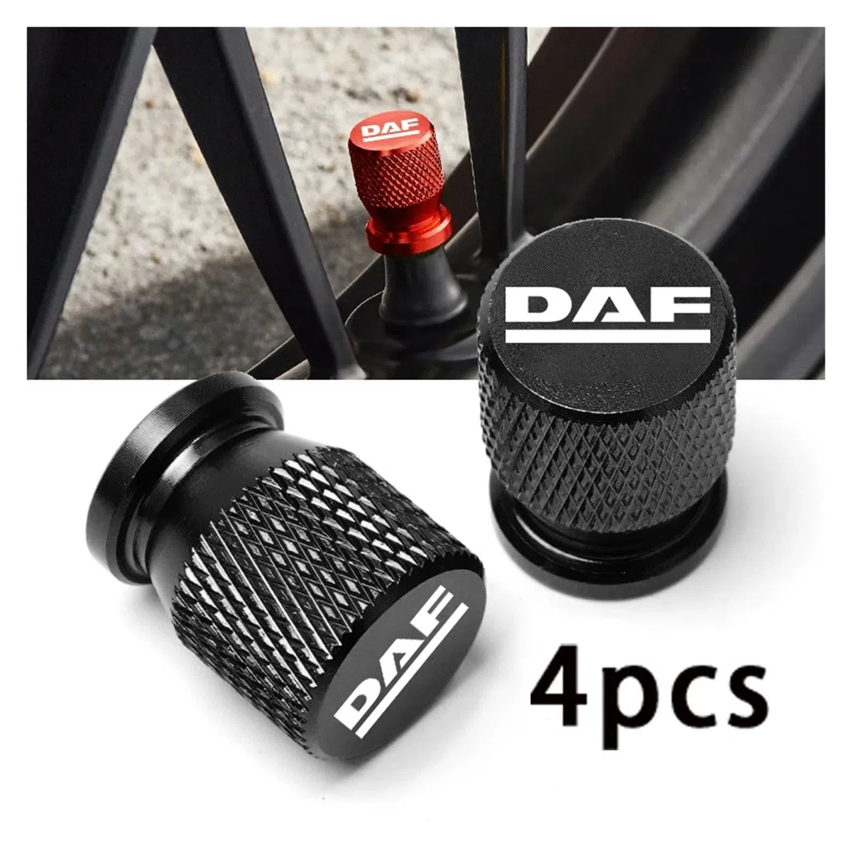Tapas de válvulas de neumáticos para DAF XF XG 95 105 106 Accesorios de Coche Tapas de válvula de neumático de Rueda de Coche Cubiertas de vástago de neumático Airdust Impermeable(Black1)