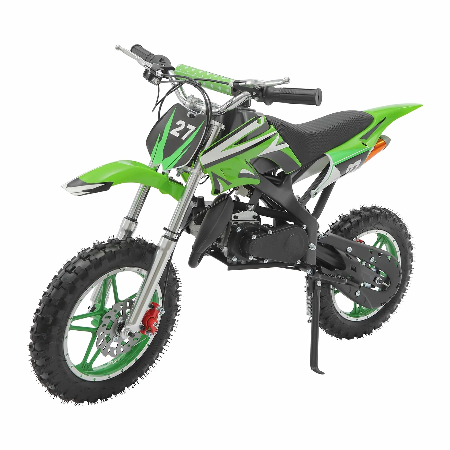 Motocicleta infantil de 49 cc Dirt Bike de 10 pulgadas, para niños de 8 a 14 años, para niños y adolescentes, color verde