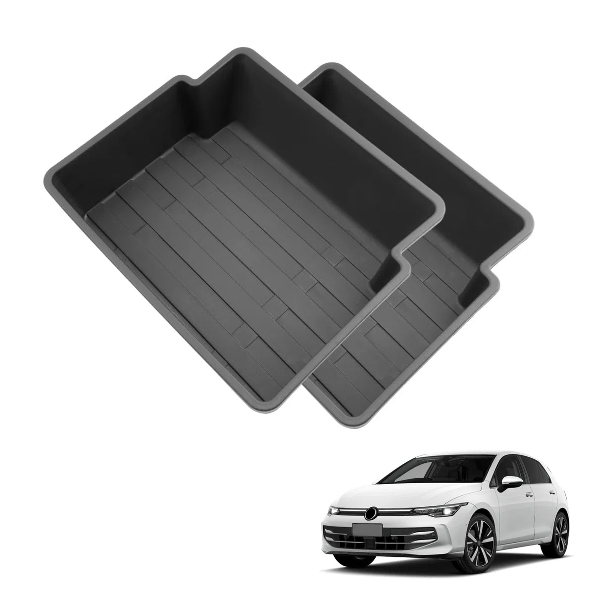 Compartimento de almacenamiento para debajo del asiento delantero compatible con W Golf 7 7.5 2013-2019, bandeja cajón, caja de almacenamiento, organizador contenedor (2