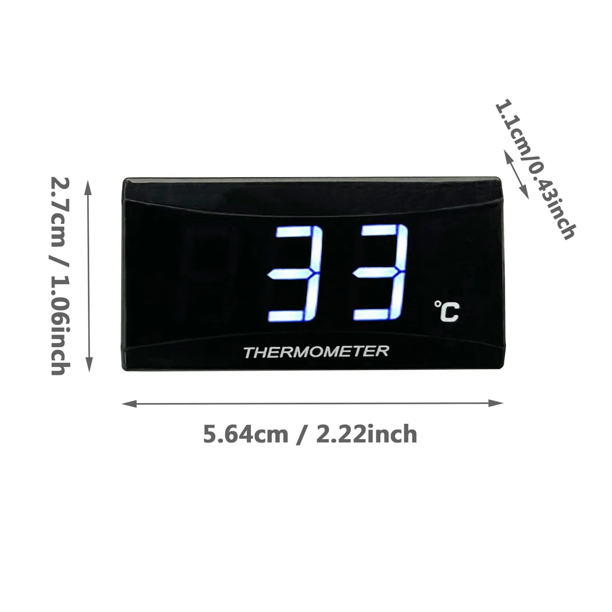 Termómetro digital para motocicletas, Termómetro azul con sensor, Termómetro de agua para motor, Termómetro impermeable para motocicleta con sensor de temperatura de sonda de metal (18mm)