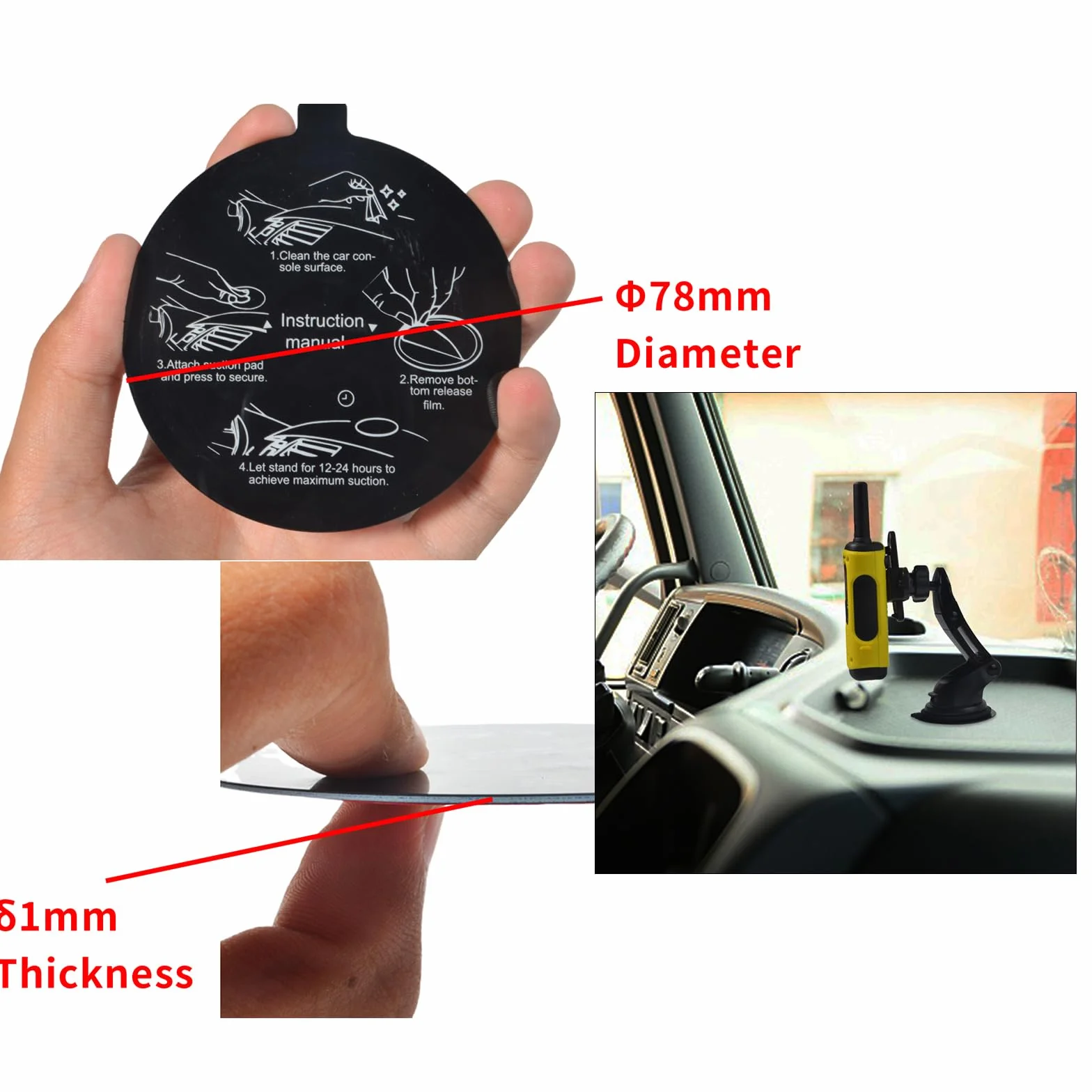 3M adhesivo de repuesto para soporte de radio de coche, 78 mm (3,1 pulgadas), salpicadero, base de ventosa, discos adhesivos