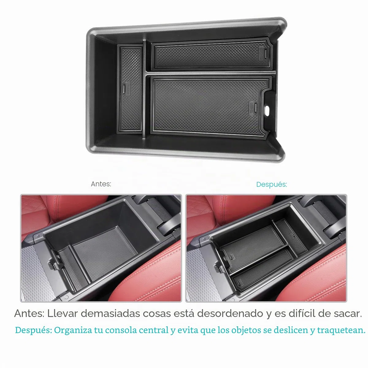 CDEFG Compatible con BMW 3er G20 G21 2019-2023 2024 2025 / 4er G22 / i3 G28 i4 G26 Facelift Consola central, guantera, reposabrazos Caja de almacenamiento multifuncional Accesorio de coche (Negro)