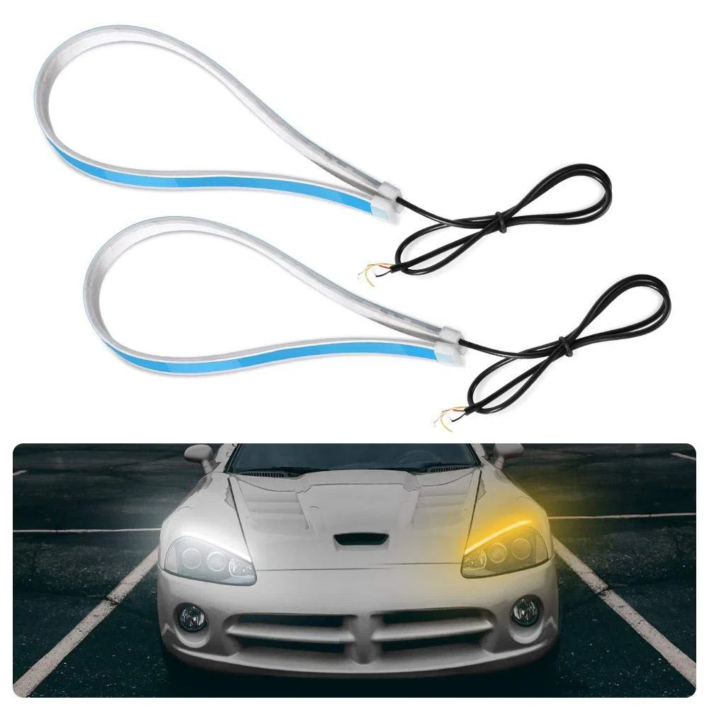 Luz de circulación LED, Tubo Suave ultradelgado de 60 cm para Coche, Tira de LED, luz de circulación Diurna, reemplazo de lámpara de señal súper Brillante