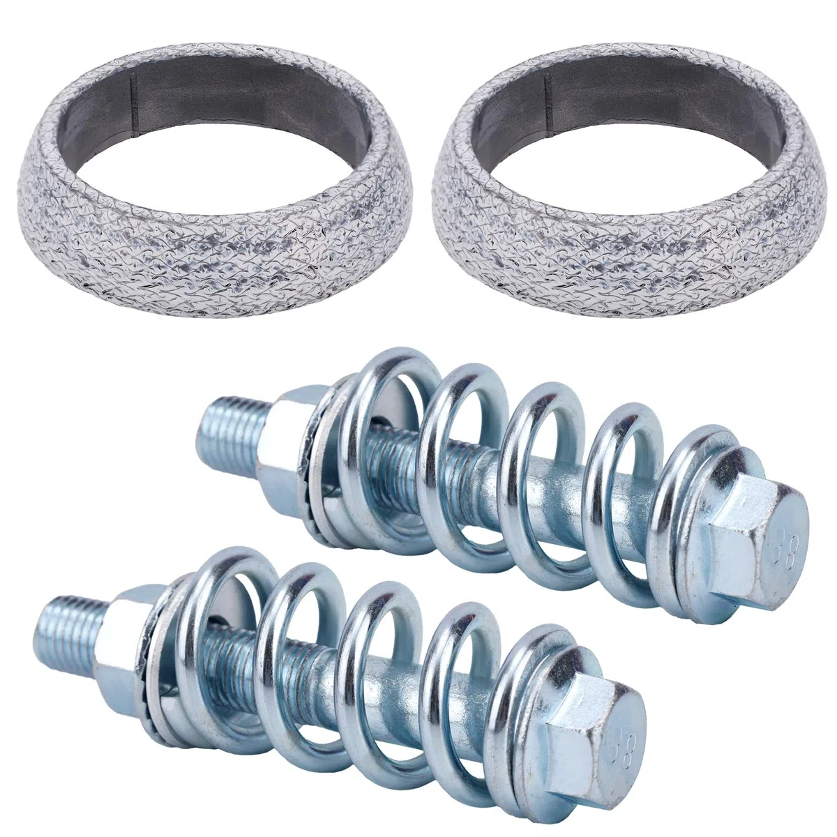 2 Juntas de Colector de Escape & 2 Pernos, Junta Donut Alta Temperatura con Resortes Amortiguadores para Reparación Escape Auto Camión SUV (54mm)