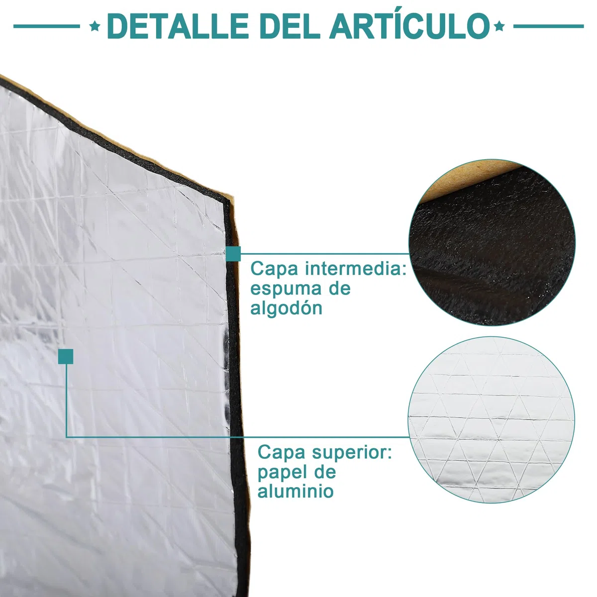 QUARKZMAN Aislamiento Acústico Térmico para Coche De 6,4 Pies Cuadrados 10mm Insonorización Capó De Motor 60X100cm