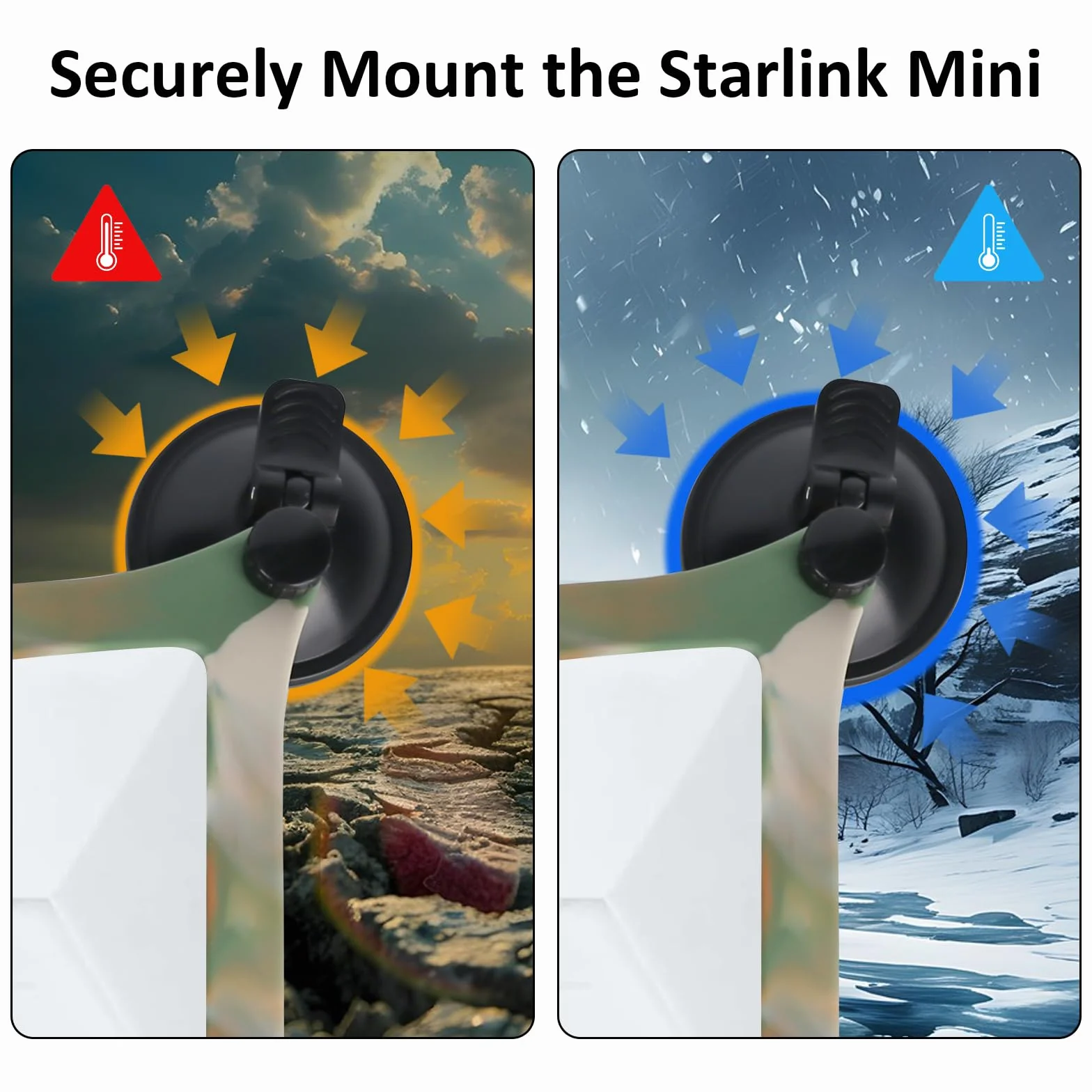 Starlink Mini Sonnendach Saugnapf Halterung Starlink Mini Schutzhülle Starlink Mini Silikon Cover Autohalterung mit zwei verstellbaren Riemen zum Tragen auf Wander- und Campingausflügen