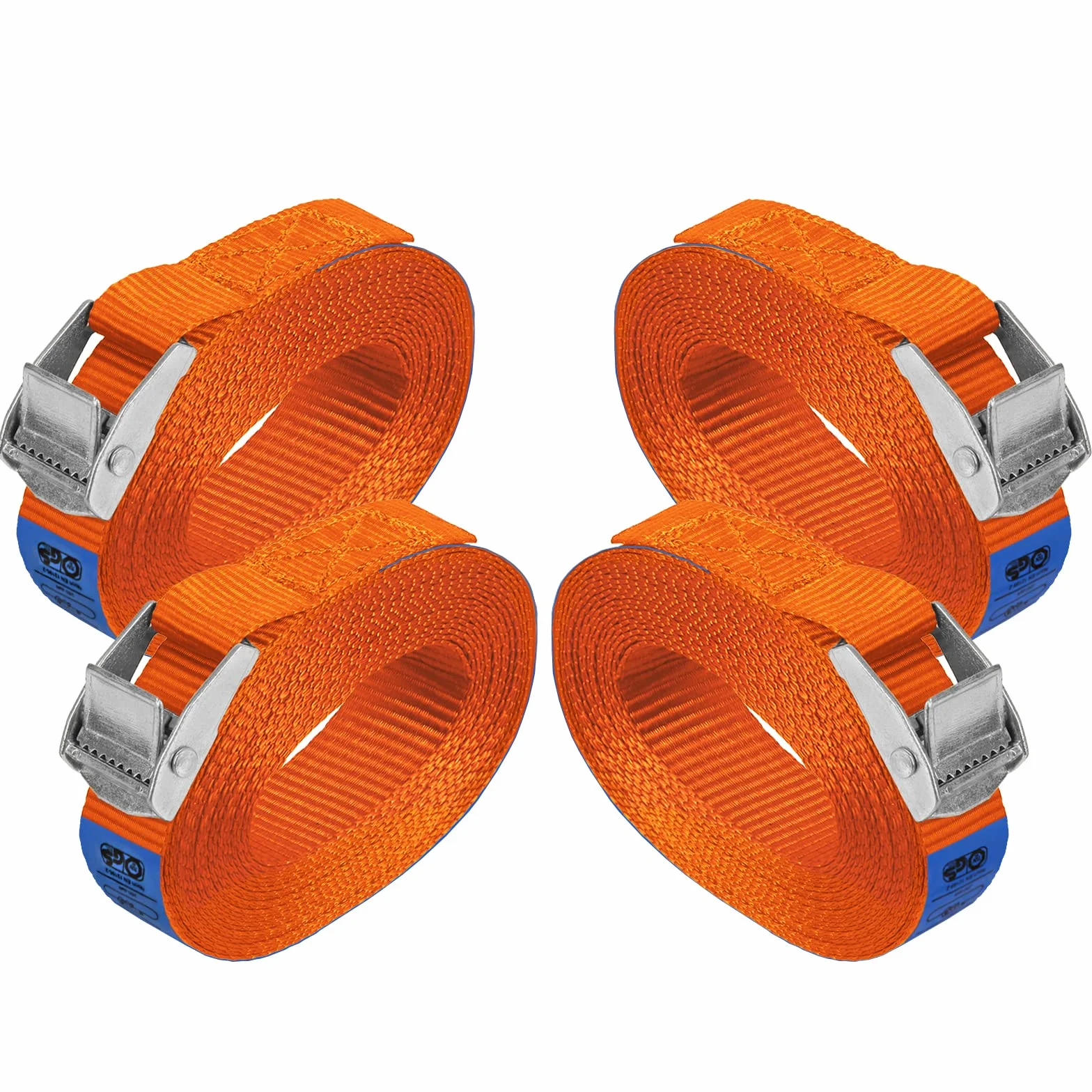 BB Sport Correa de Amarre cinturón de Amarre con Hebilla Resistente a 250 kg DIN EN 12195-2, 4 Piezas 2.5 cm x 2.5 m