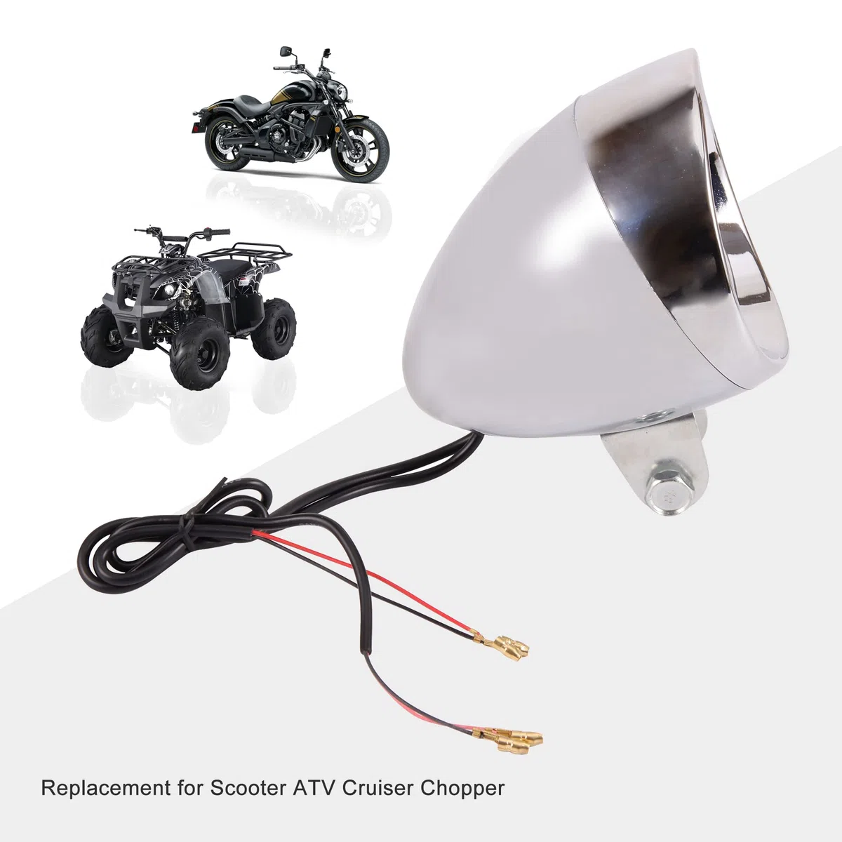GOOFIT cromo motocicleta faro lámreemplazo para de cabeza con copia de seguridad Indicador Luz Integrado reemplazo para Scooter ATV Cruiser Chopper