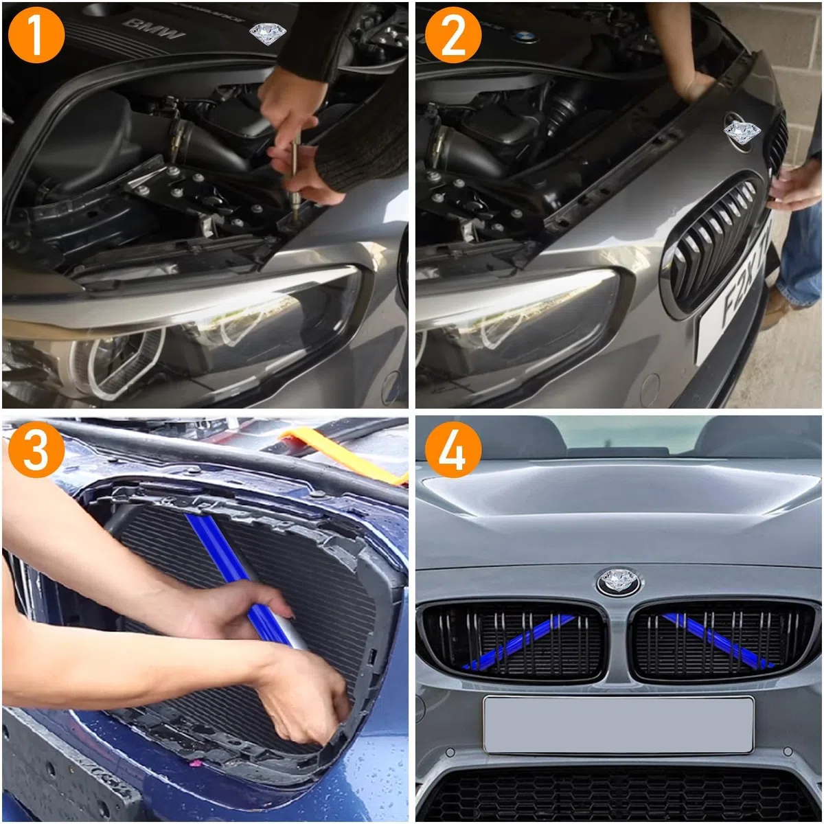 2 Piezas Rejilla Frontale Calandra para BMW M M2 M4 M5 M6 M8 X1 X2 X3 X5 X6 M135i M240i Z4 328i X7, Guarnición Rejilla Elegante Tiras Parrilla Insertos Clips Decorativos Calandra Accesorios