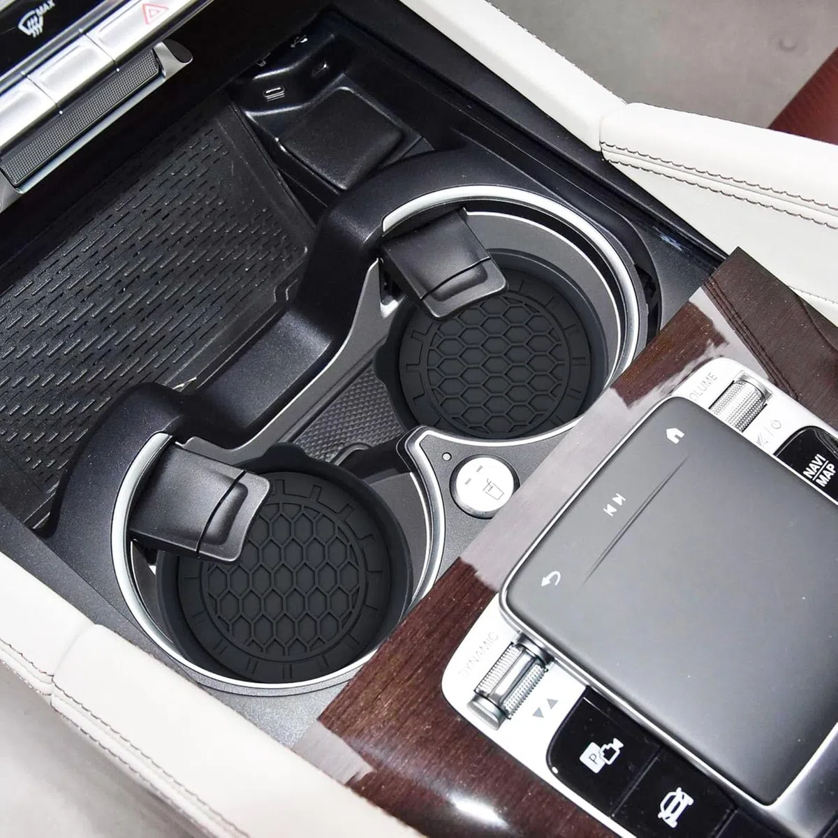 4Pcs Posavasos Coche para Renault Clio Vi 2026, Alfombrillas Portavasos Silicona Antiderrapante, Protector Consola Central Profundo Juego