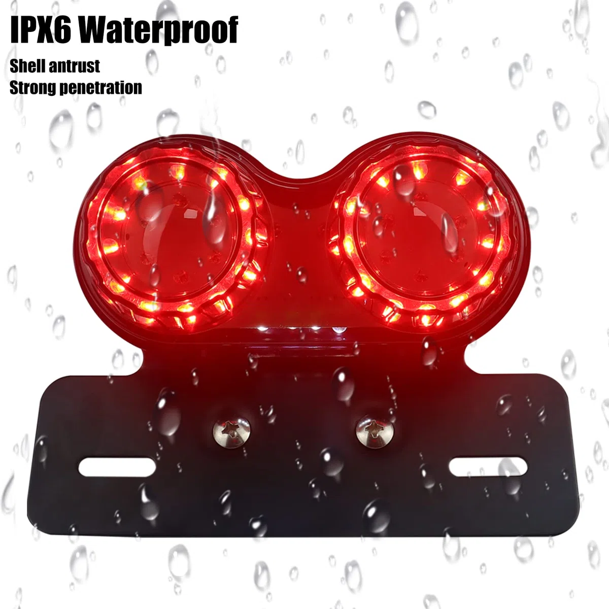 Universal 40 LED Doble Luz Trasera de Moto Luz de Freno,Indicadores de señales de Giro Lámpara de Funcionamiento con Soporte de placa de Matrícula para Street Bike Dirt Bike