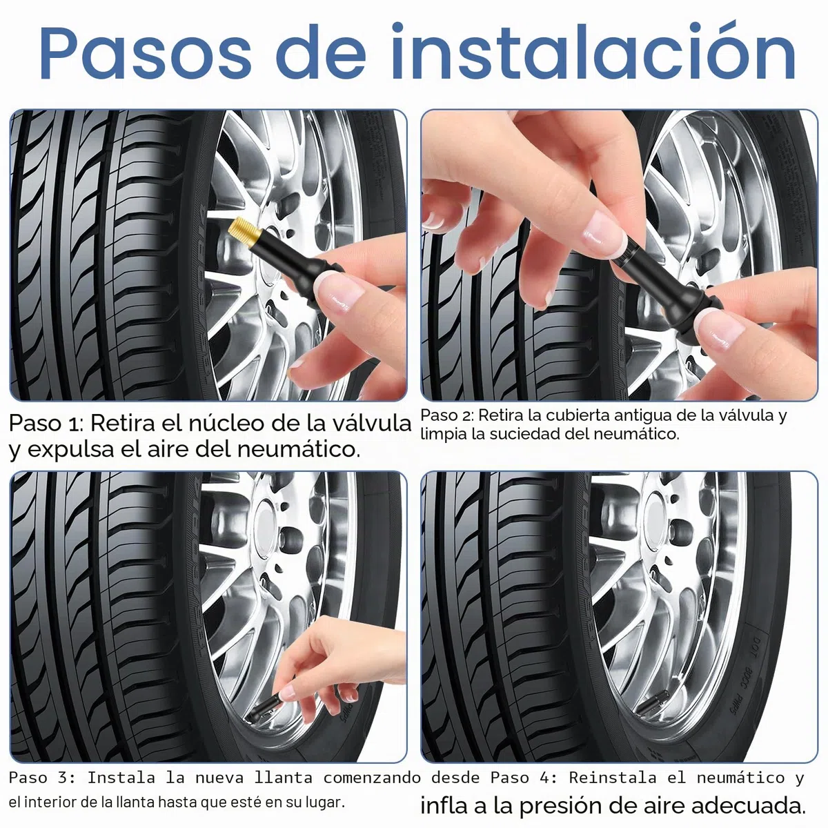 100 unidades TR413 Válvulas de goma, Válvulas de neumáticos universales, Válvulas de coche Snap-In, Válvula de neumático para neumáticos de coche y motocicletas