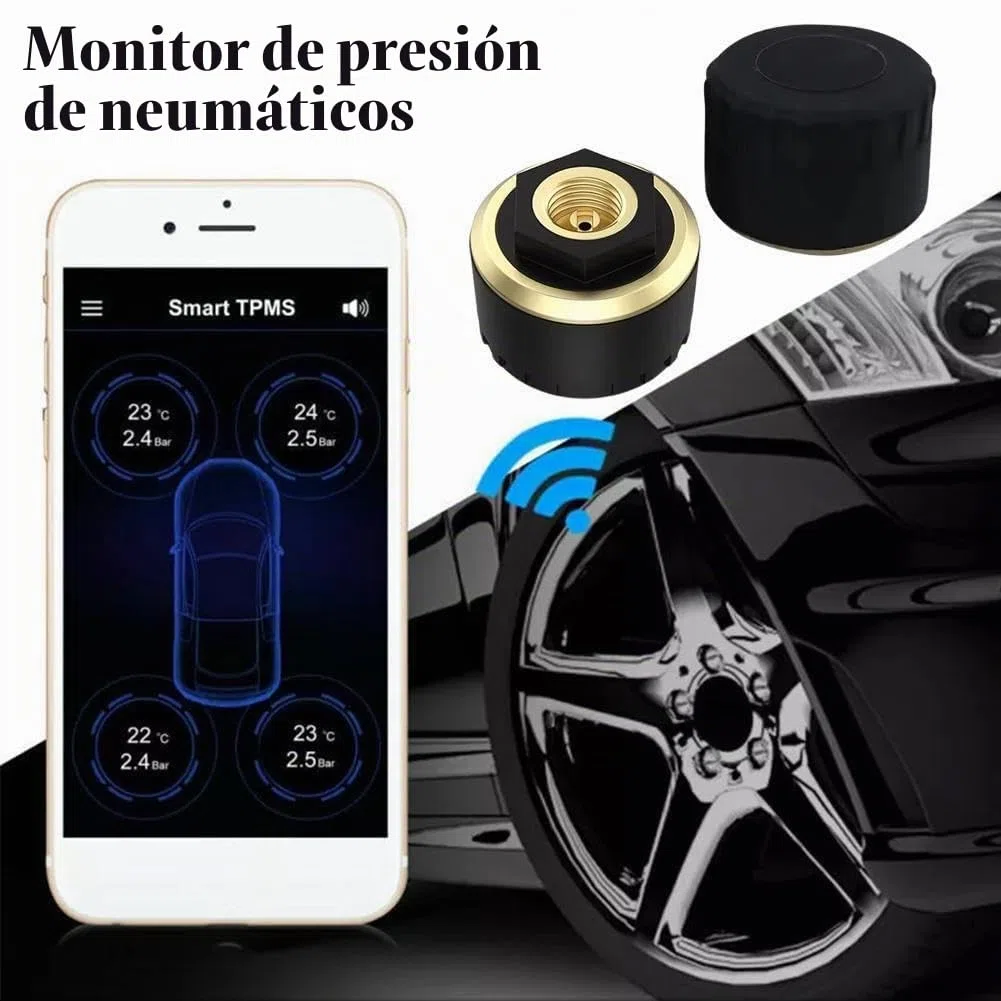 Sistema TPMS para motocicleta y coche - Monitorización de presión de neumáticos compatible con Bluetooth 5.0 con sistema Jump 2000A/1200A de arranque