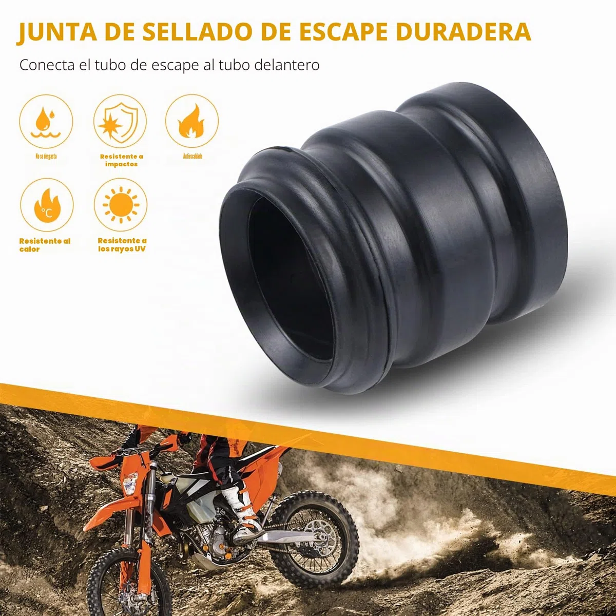 NICECNC Escape Silenciador Junta de Goma para Tubo de Escape Compatible with 250/300/EXC/MXC/XCW/XC/SX/6D/Freeride 1998-2016 Compatible with Husqvarna TE/TC 250/300 2014-2016 Ver Ajuste, Negro