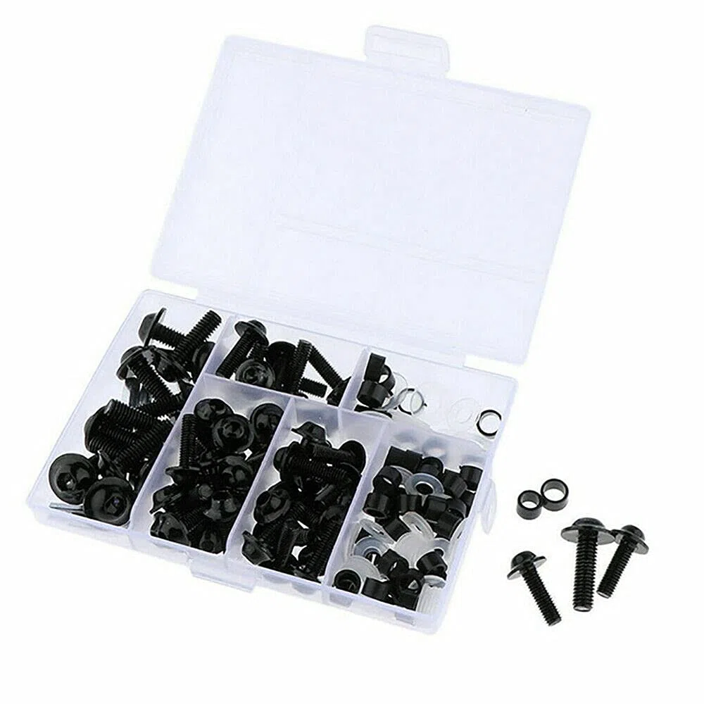 158 Universal Motocicleta Revestimiento Tornillos Tuercas Kit Cuerpo Tornillos Tornillo para YZF R1 R6 R3 2004-2008 (Negro)