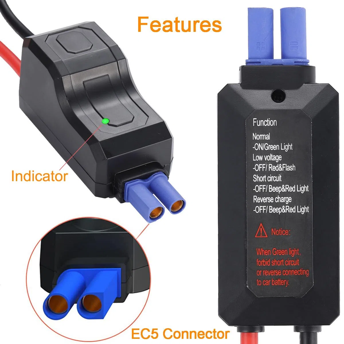 Greluma 1PC Cables de Abrazadera de Refuerzo de Arranque de Puente Inteligente portátil de Emergencia automotriz,Abrazadera de cocodrilo de Repuesto para arrancador de batería de Coche portátil 12V