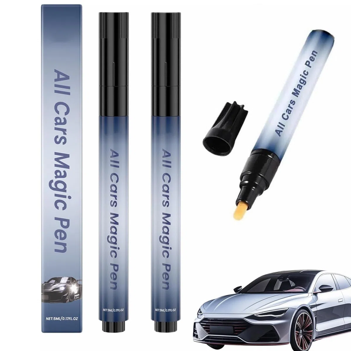All Cars Magic Pen,Pluma De Retoque del Coche,Bolígrafo de Reparación Arañazos Coches,Juego de Bolígrafos para Reparar Arañazos en el Coche,Repara Rápidamente Arañazos y Daños en la Pintura (2pc)
