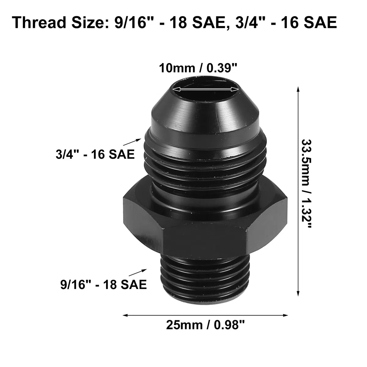 A ABSOPRO AN6 a AN8 Combustible Raíl Adaptador Conector Racor Negro - 4 Uds