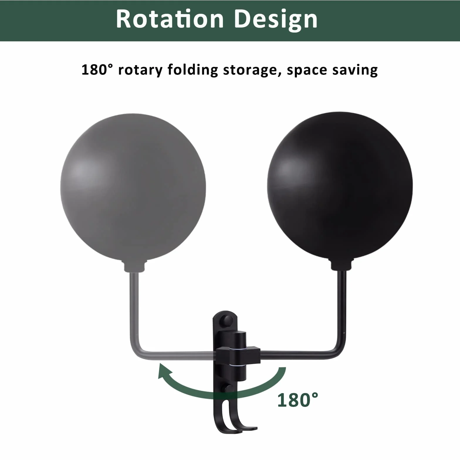 Soporte Casco Moto Pared Soporte Casco de Motocicleta Rotación de 180° para Cascos de Motocicleta Cascos de Béisbol de Baloncesto Pantalla Negro