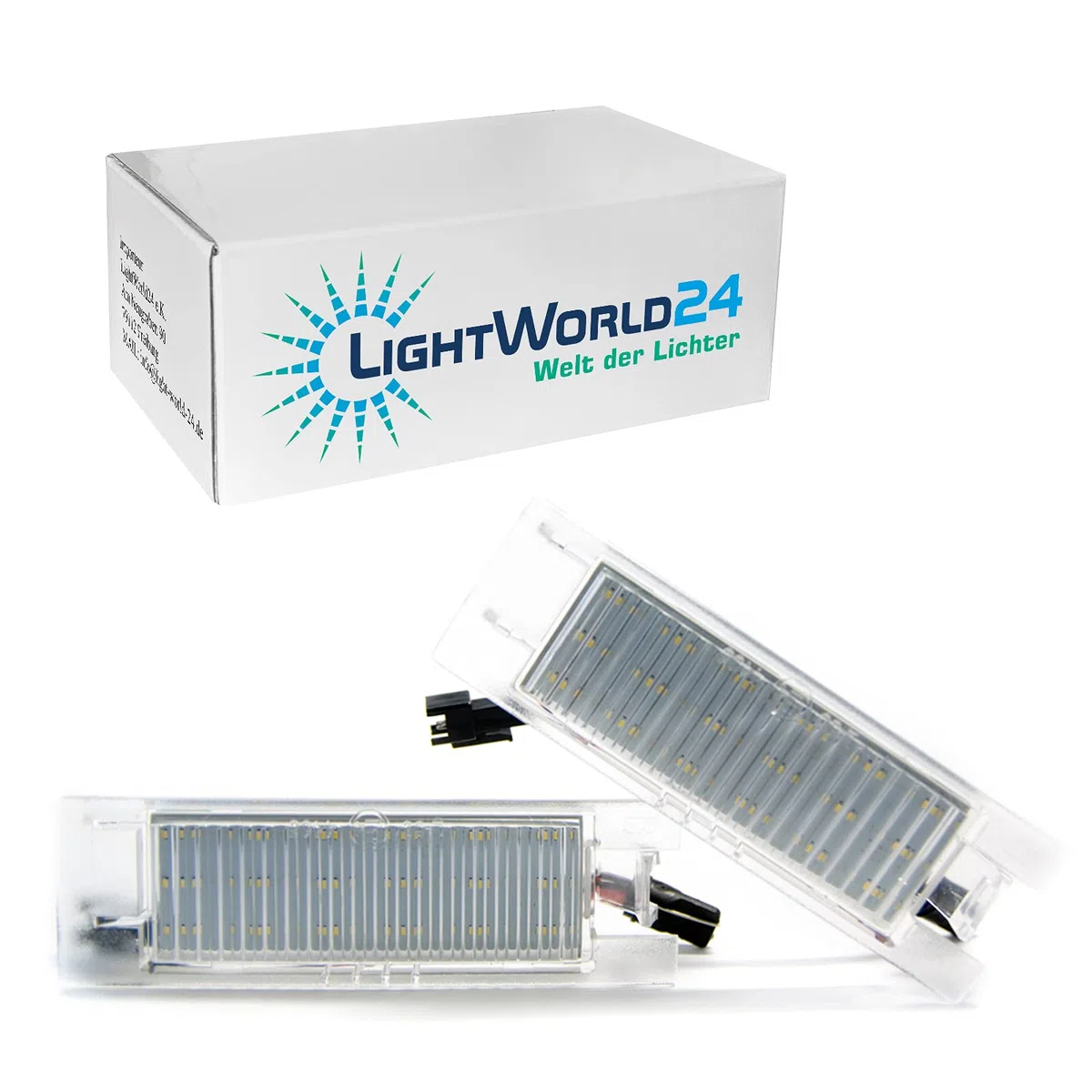 LIGHTWORLD24 Luzes de Matrícula LED de Repuesto para Opel Zafira B, Vectra C, Corsa D, Insignia, Astra J, Astra H, Adam, Cascada, Meriva A/B, Tigra Twin Top, Juego de 2 Luces de Matrícula LED Xenon