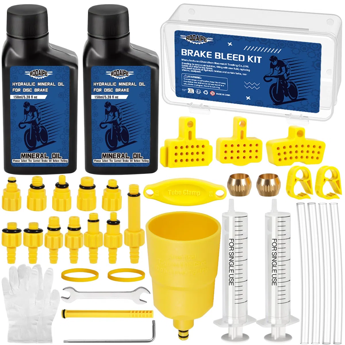 Kit Purgado Frenos para Shimano, Tektro, Magura, Kit Sangrado Frenos, Kit Purga Frenos con 300ml Aceite Mineral y Embudo, Hidráulicos Kit de Purga de Freno para Bicicleta