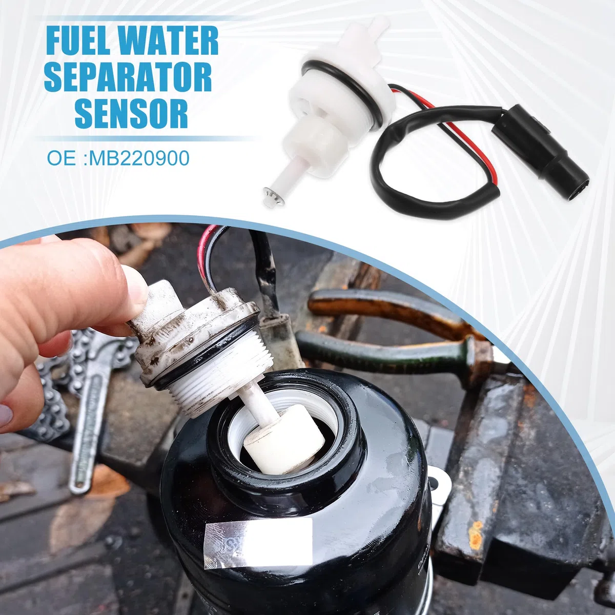 A ABSOPRO Sensor Separador Agua Combustible Para Gmc Para Sierra 2500 01-11 | Para Chevrolet Silverado 2500 2001-2011, Para Gmc Savana 2500 2006, Color Blanco/Negro, Material Plástico, Oe Mb220900