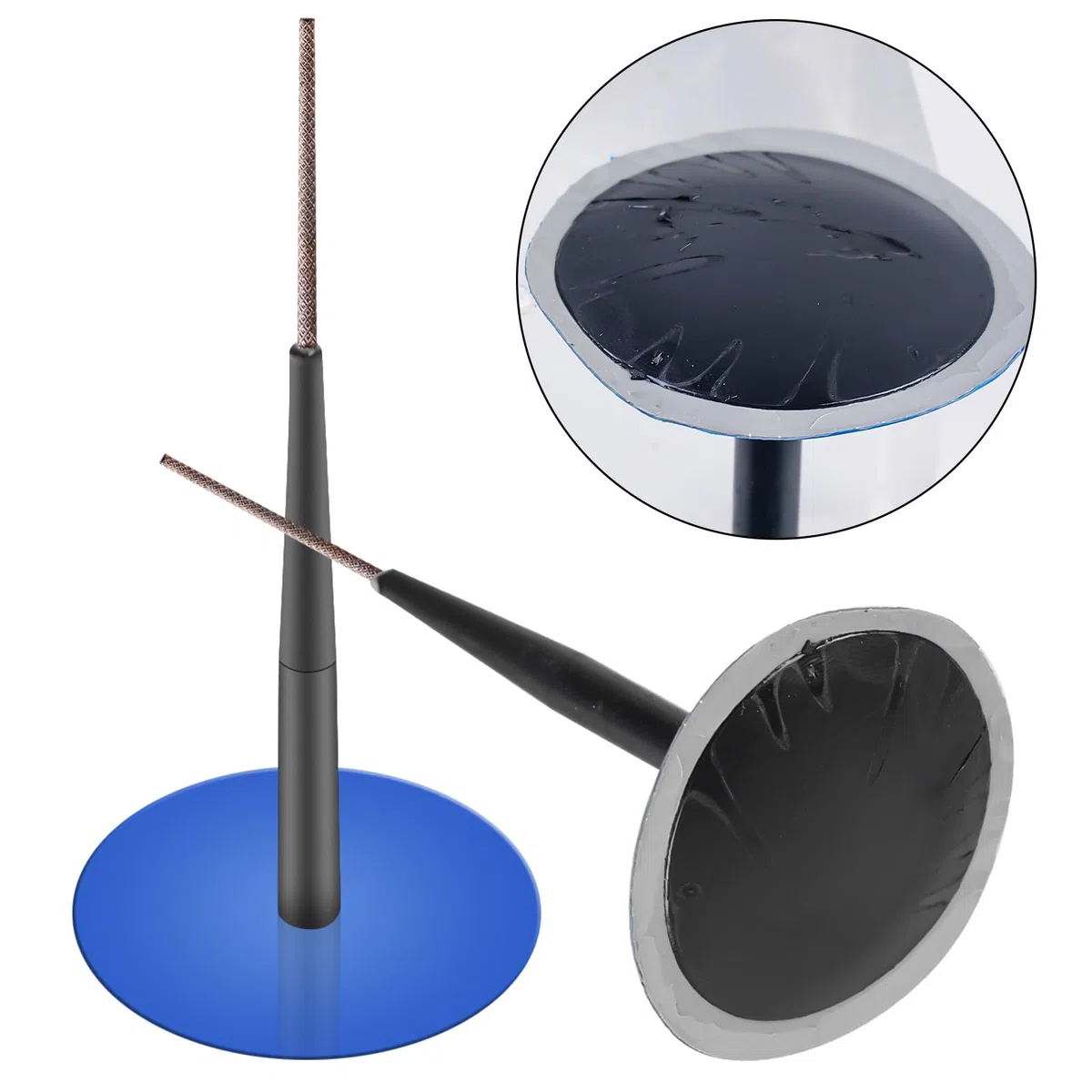 Kit de 24 Hongos para Reparación de Neumáticos 6mm: Hongo Universal Tubeless de Goma, Parches Robustos y Duraderos, Apto para Auto/Moto/Bicicleta/Camión (Azul)