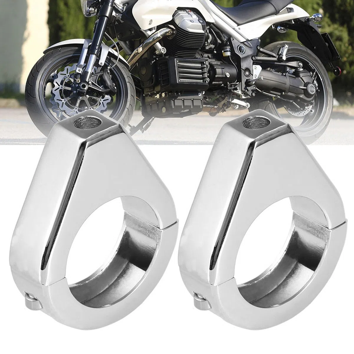 Soporte de Montaje de Señal de Giro, Aleación de Aluminio Abrazaderas de Señal de Giro para Motocicleta Soporte de Montaje de Abrazadera de Horquilla de Reubicación (Plata)